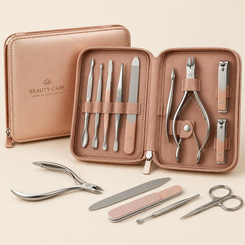 Kit Manicure & Pedicure Inox 12 Peças